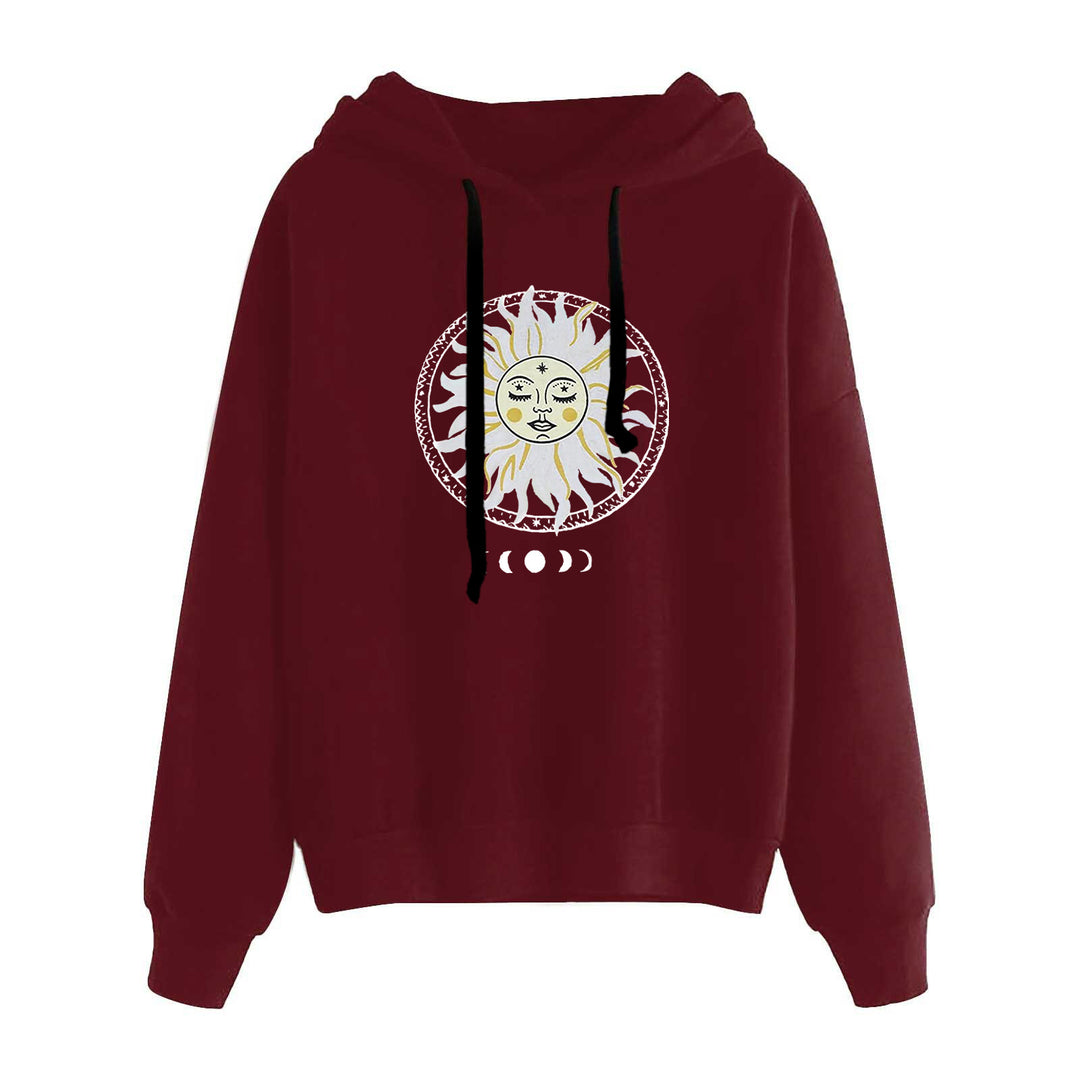 Damen nan lässiger Oversize Kapuzenpullover mit Herz‑und‑Pfotenprint, Kordelzug und gerippten Bündchen EB