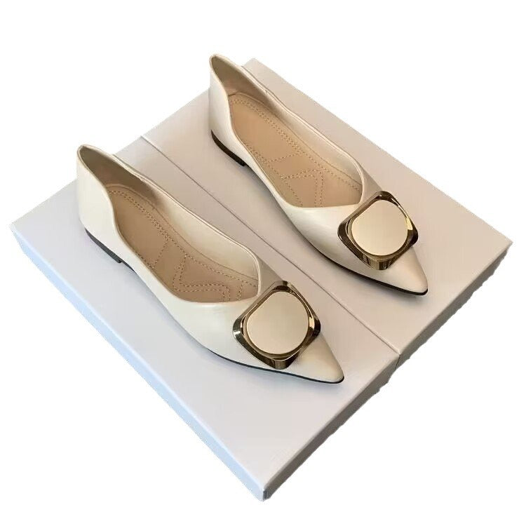 Damen elegante Ballerinas mit modischem Schmuckdetail und komfortablem Fußbett EB