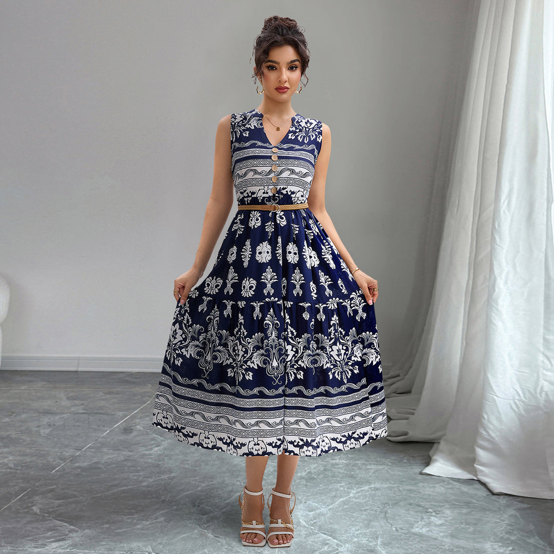 Damen Midikleid mit floralen Mustern EB