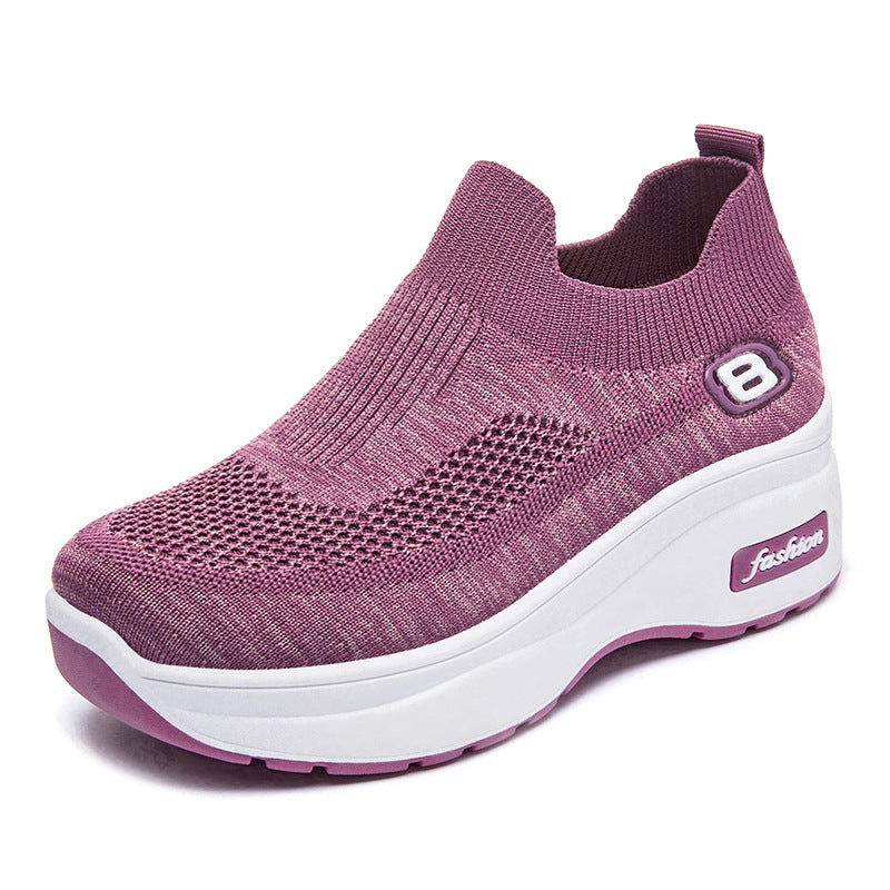 Damen nan atmungsaktive Strick-Sneaker mit Plateau-Sohle und elastischer Sockenkonstruktion EB
