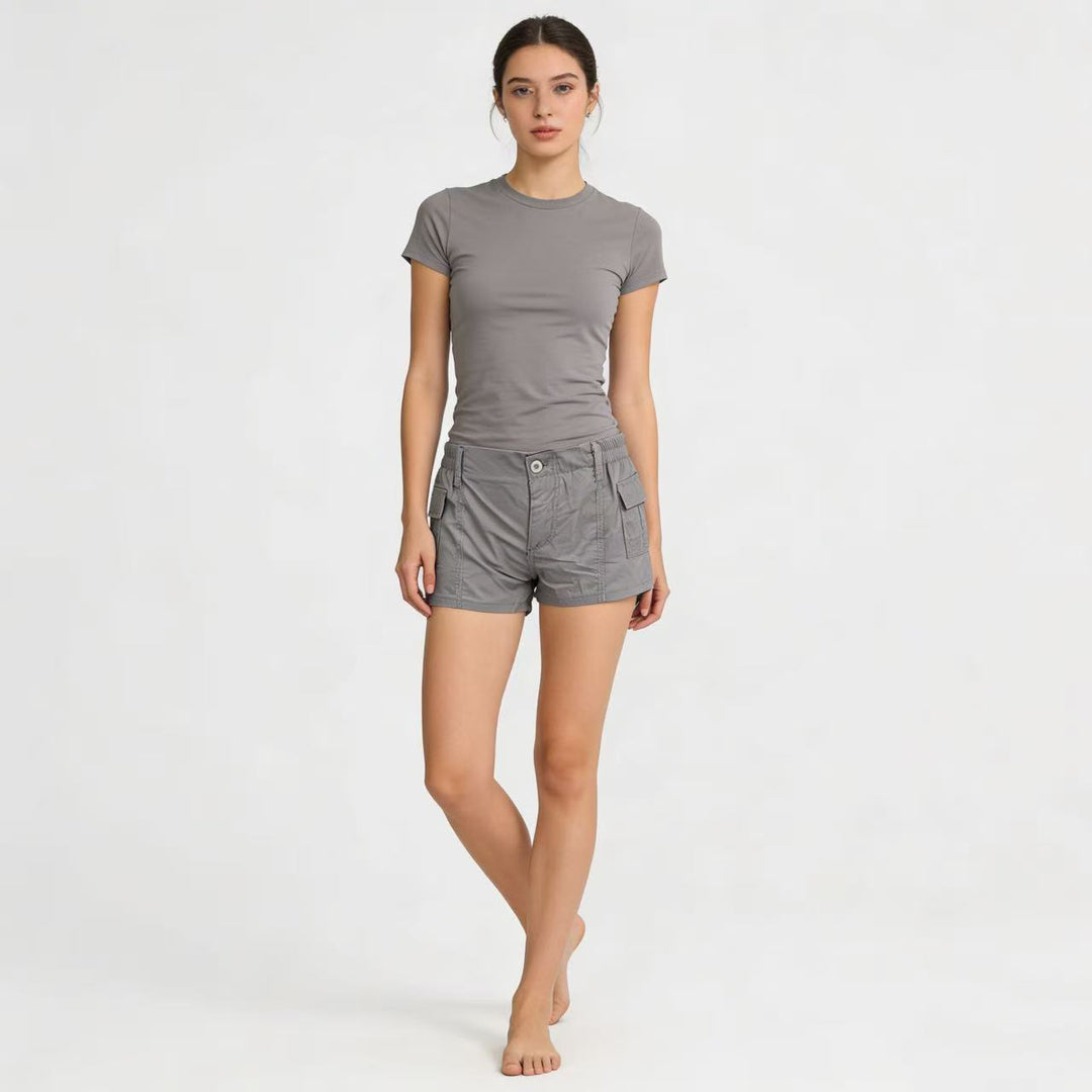 Damen Cargo-Shorts mit funktionalen Seitentaschen und elastischem Bund EB