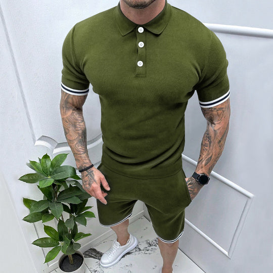 Herren Sportliches Kurzarm-Set mit hochwertigen Kontraststreifen und elastischem Bund EB