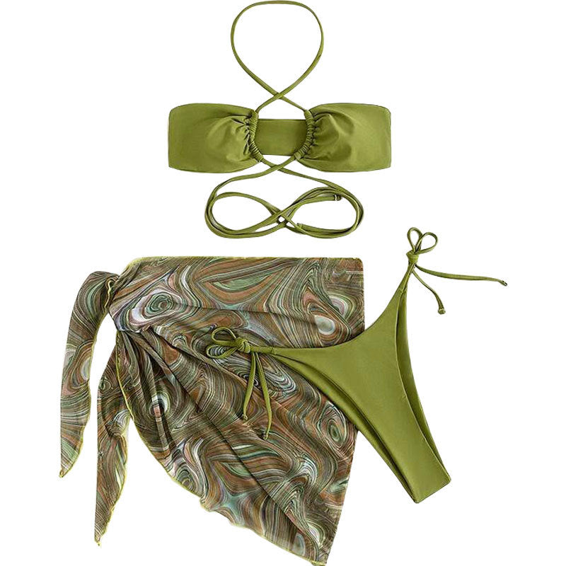 Damen Bandeau-Bikini-Set mit verspieltem Rock EB