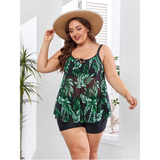 Damen Tankini-Set mit floralem Oberteil und figurbetonendem Unterteil EB
