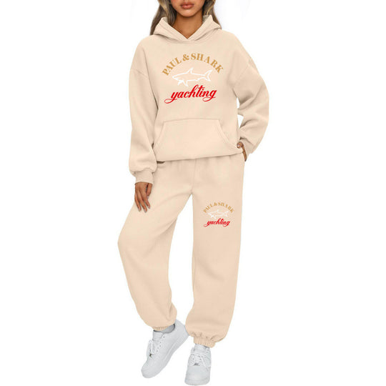 Damen nan oversized Hoodie und Jogginghose Set mit Kapuze Kängurutasche und gerippten Bündchen EB