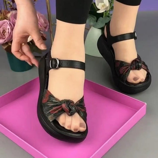 Damen Komfortable Riemchen-Sandaletten mit modischem Knoten-Design EB