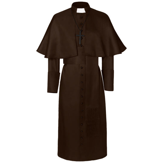 Damen nan eleganter Maxicape-Mantel mit gestuften Schultercapes und Stehkragen Eb