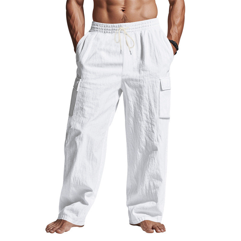 Herren nan lockere Cargo-Freizeithose mit elastischem Tunnelzugbund und mehreren Taschen EB