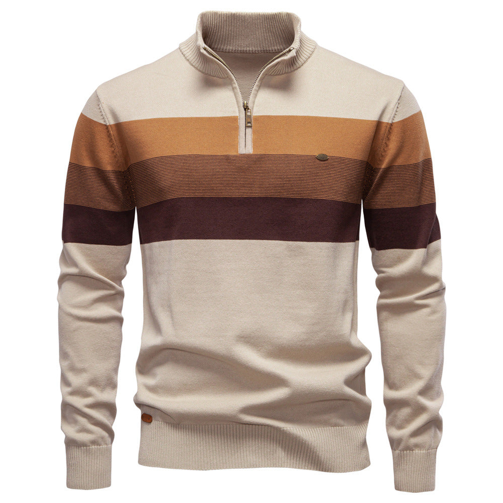 Herren Sweatpullover mit modernem Kurzreißverschluss und stilvollen Farbblockstreifen EB