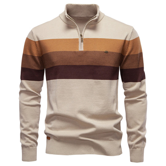 Herren Sweatpullover mit modernem Kurzreißverschluss und stilvollen Farbblockstreifen EB