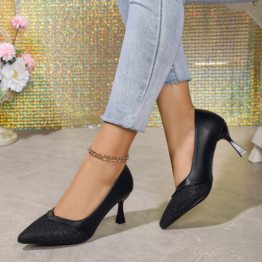 Damen elegante spitze High Heel Pumps mit strukturiertem Obermaterial EB