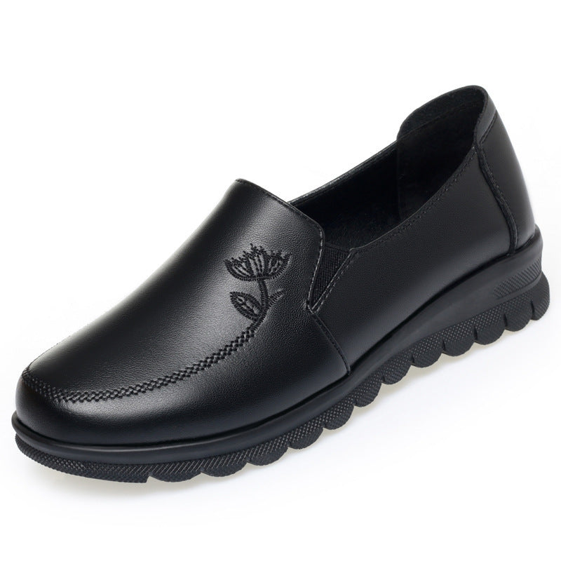Damen Bequeme Slip-On Mokassins mit elegantem Blumenemblem EB
