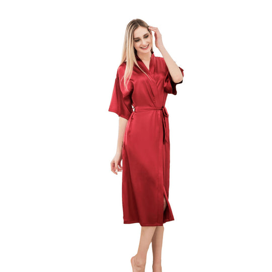 Damen luxuriöser Satin-Bademantel EB