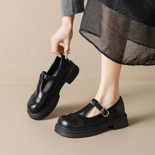 Damen elegante Mary-Jane Schule mit robustem Blockabsatz EB
