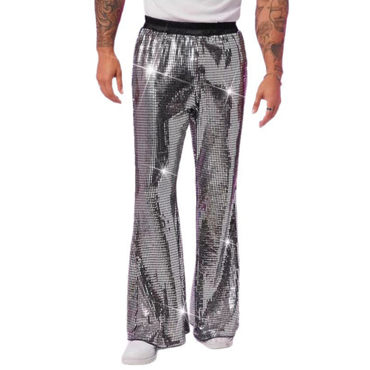 Herren Glitzernde Discohose mit weitem Bein und elastischem Bund EB