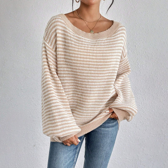 Damen lässiger Oversized-Pullover mit asymmetrischem Schnitt und modernem Gewebe EB