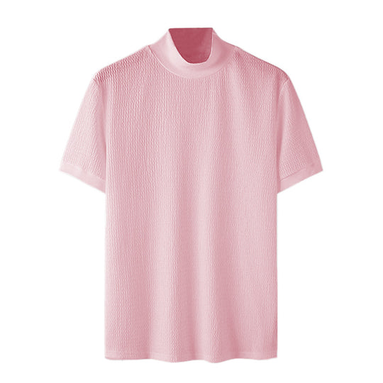 Herren nan Kurzarm Feinstrickshirt mit Stehkragen EB
