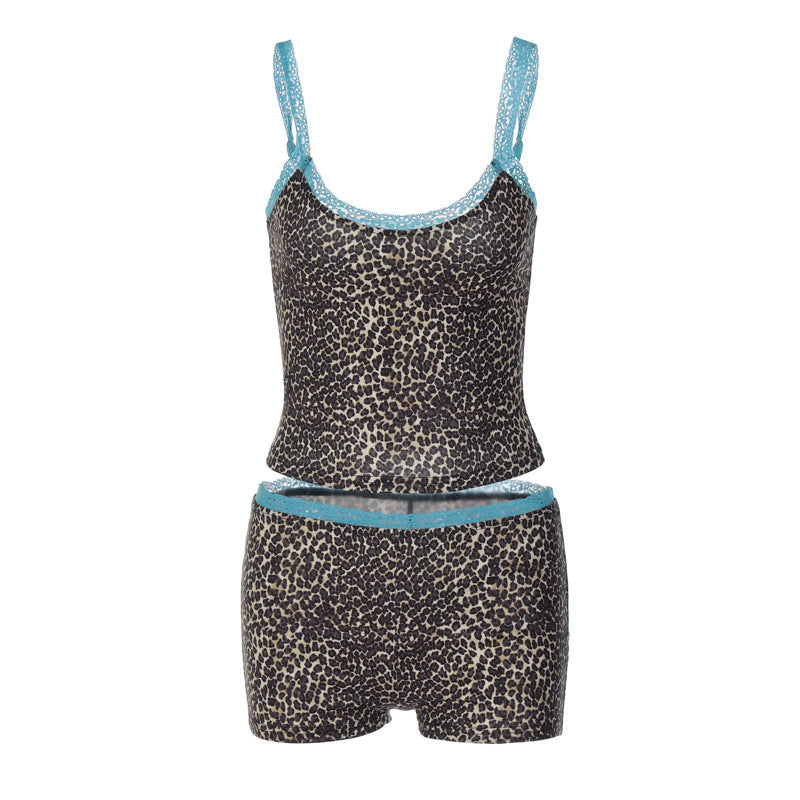 Damen Sportliches Unterwäsche-Set mit Animal-Print und Spitzenakzenten EB