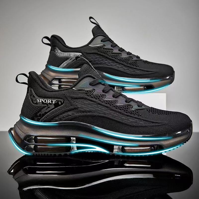 Unisex atmungsaktive Strick-Laufsneaker mit sichtbarer Luftkammer, verstärkter Ferse und rutschfester Profilsohle EB