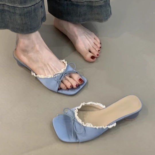 Damen elegante Sling-Sandalen mit modischem Rüschendetail EB