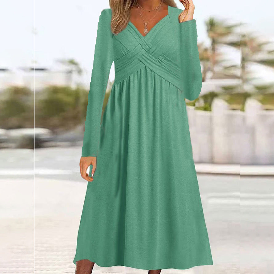 EB | Lässiges Langarmkleid Mit Kreuzdesign