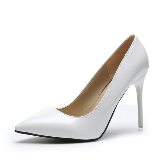 Damen elegante High Heels mit spitzem Zehenbereich und glanzvollem Finish EB
