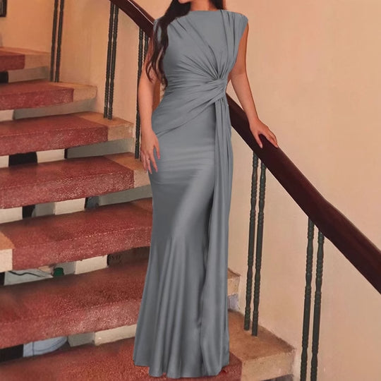 Damen Elegantes Wickel-Maxikleid mit seitlichem Rüschendetail EB