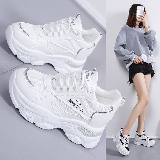 Damen Sportliche Chunky Sneakers mit atmungsaktiver Mesh-Oberfläche und gepolsterter Sohle EB