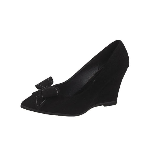 Damen elegante Wedge-Pumps mit modischem Schleifenakzent EB