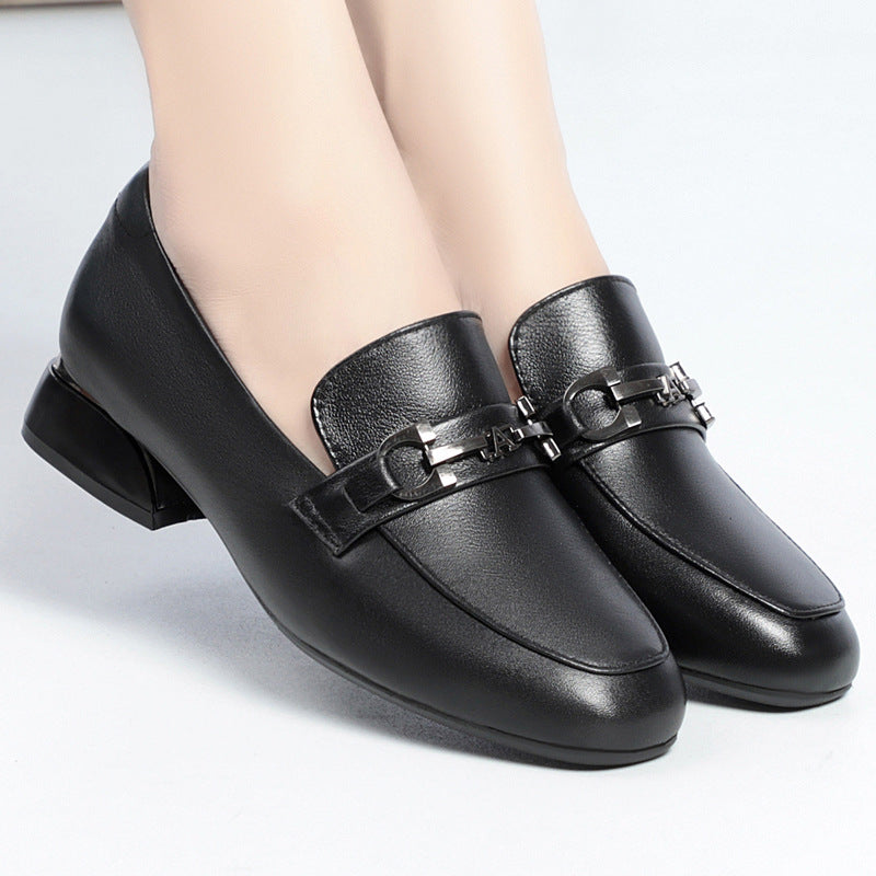 Damen Mokassins mit eleganter Schnallenverzierung und komfortablem Blockabsatz EB