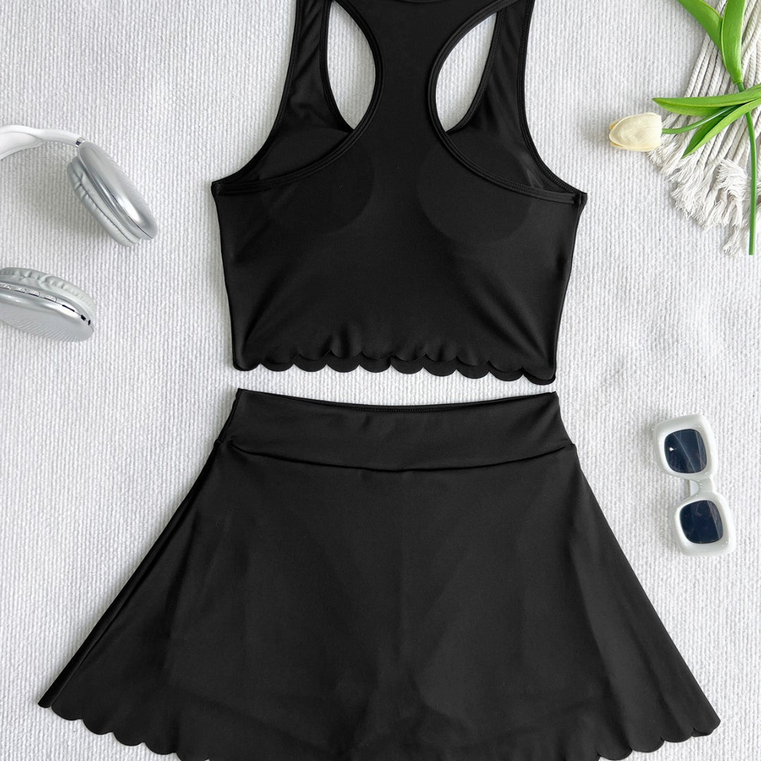 Damen Sportliches Tennis-Outfit mit gewelltem Saum EB