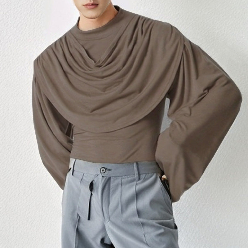 Damen Stilvolle Bluse mit Drapierung und weitem Arm EB