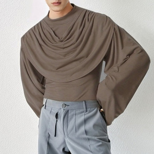 Damen Stilvolle Bluse mit Drapierung und weitem Arm EB