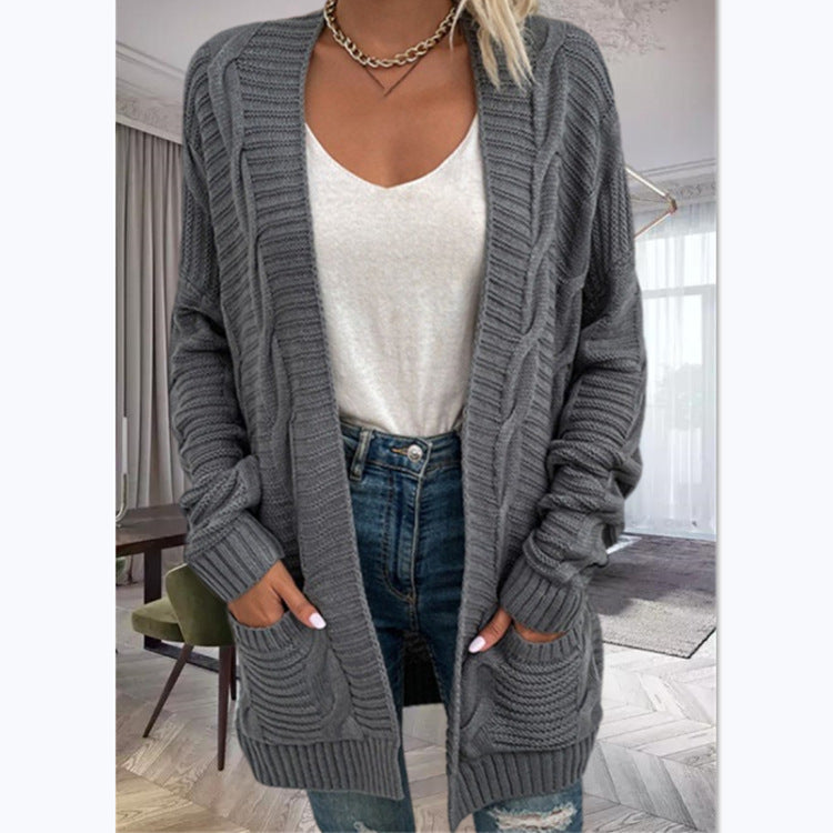 Damen Strickcardigan mit strukturiertem Design und großen Taschen EB