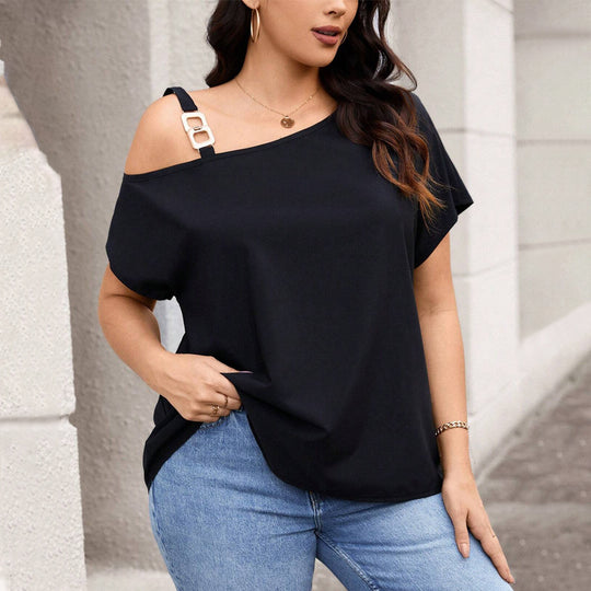 Damen asymmetrisches Oberteil mit modischem Schulterdesign EB