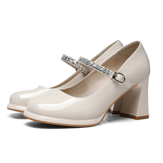 Damen elegante Riemchenpumps mit funkelndem Schmuckdetail EB