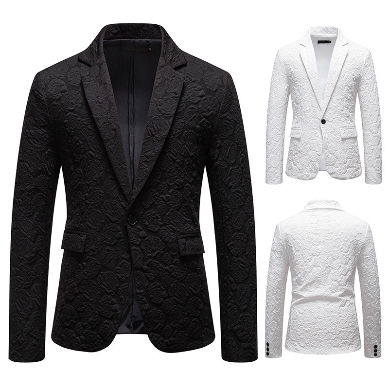 Herren nan strukturiertes Business-Sakko mit floraler Jacquardstruktur und Slim-Fit EB