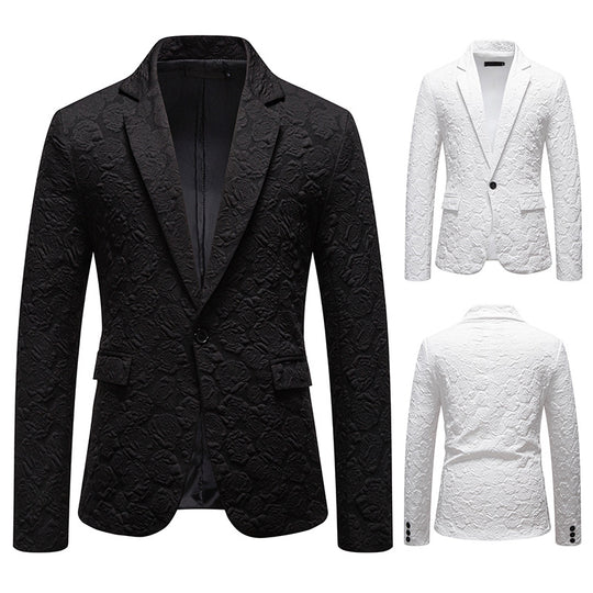 Herren nan strukturiertes Business-Sakko mit floraler Jacquardstruktur und Slim-Fit EB