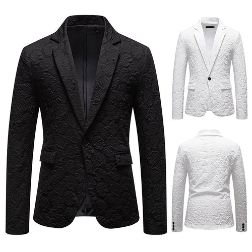 Herren nan strukturiertes Business-Sakko mit floraler Jacquardstruktur und Slim-Fit EB
