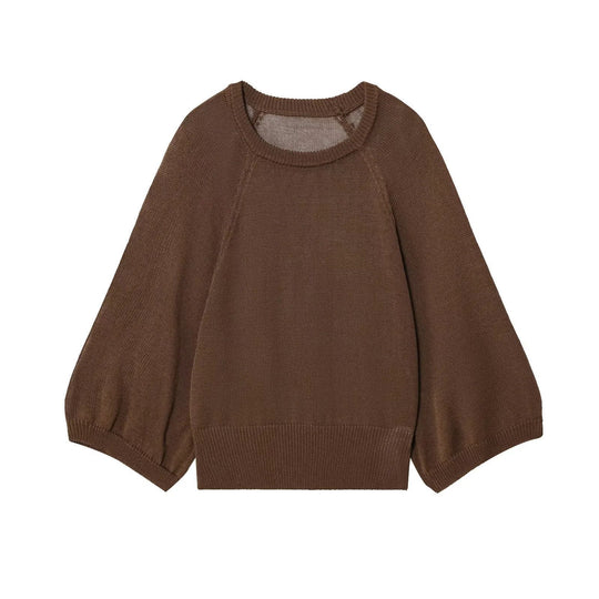 Damen lässiger Pullover mit Weitärmeln und elastischem Bund EB