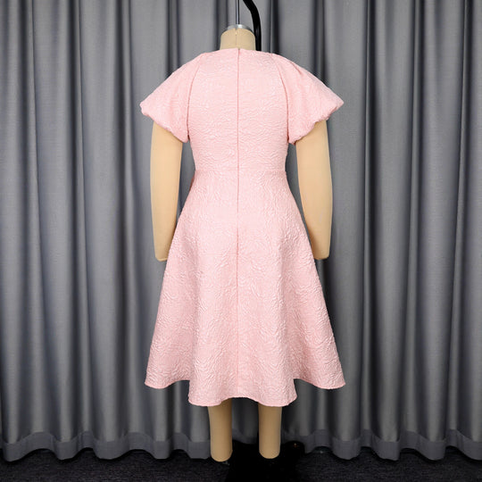Damen Kleid mit voluminösen Puffärmeln und eleganter Schleifenapplikation EB