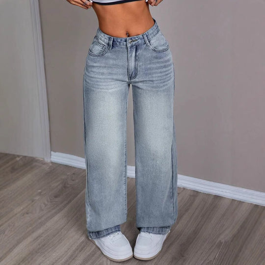 Damen Weite Jeanshose im Vintage-Stil EB