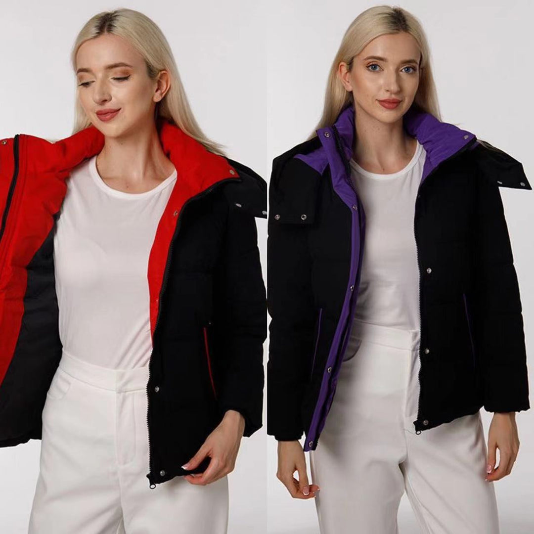 Damen Modische Übergangsjacke mit abnehmbarer Kapuze und warmem Innenfutter EB