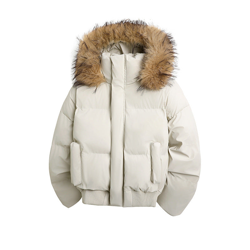 Damen modische Steppjacke mit kuscheligem Kunstfellbesatz und praktischen Taschen EB