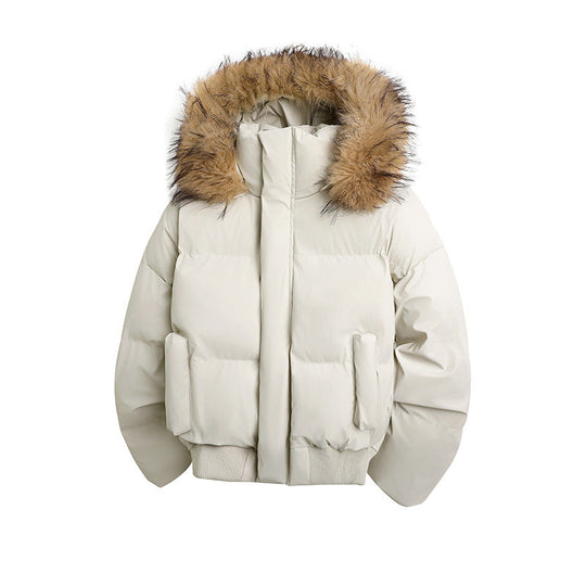 Damen modische Steppjacke mit kuscheligem Kunstfellbesatz und praktischen Taschen EB