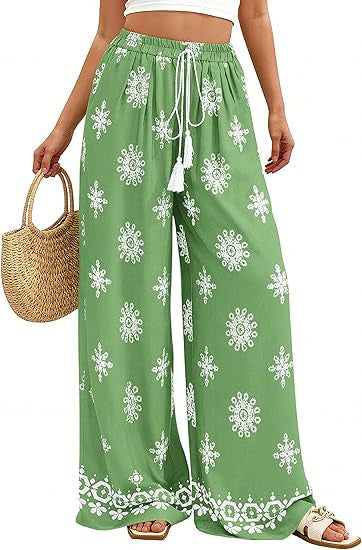 Damen weite Sommerhose mit Boho-Muster EB