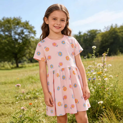 Mädchen Sommerkleid mit buntem Blumenmuster EB