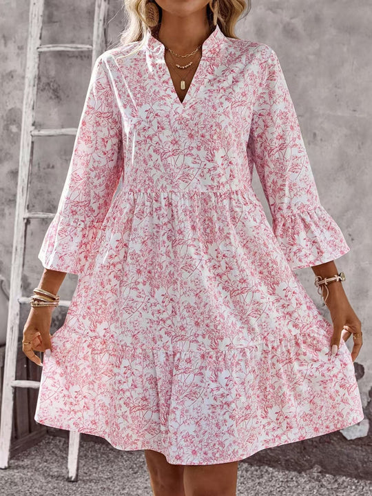 Damen Freizeitkleid mit floralem Design und Rüschen EB