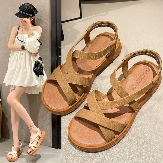 Damen Bequeme Sandalen mit elastischem Fersenriemen EB