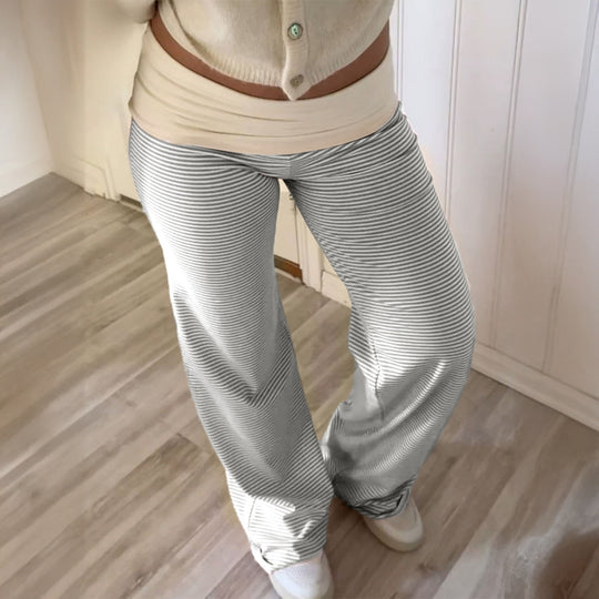 Damen nan weite Palazzo-Loungehose mit hohem Bund und elastischem Comfort-Stretch EB